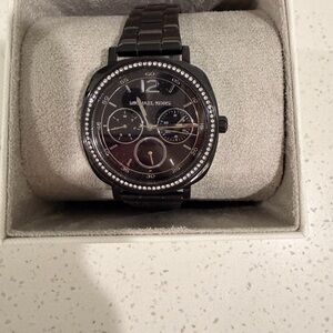 Michael Kors Black Chronograph Watch with Crystal Bezel